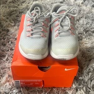 Nike Kids LunarConverge Gray and Pink Sneakers